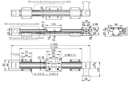 RXP45-Qrxq precision electric linear synchronous belt slide rail